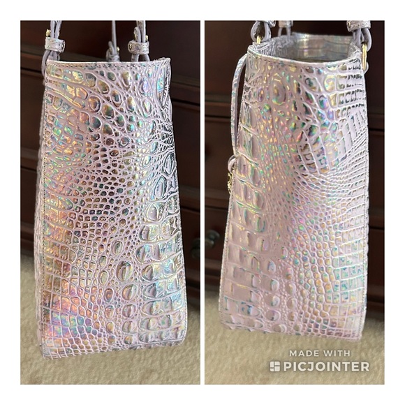 Iridescent Brahmin Ashlee Violet Wonderland Melbourne large leather tote bag 💜 - Picture 10 of 16